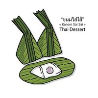carino disegnato a mano thai dessert illustrazione vettoriale.farina al vapore con ripieno di cocco. vettore