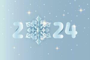 nuovo anno Data 2024 decorato origami fiocco di neve vettore