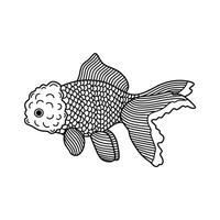 mano disegnato cartone animato vettore illustrazione oro pesce icona isolato su bianca sfondo