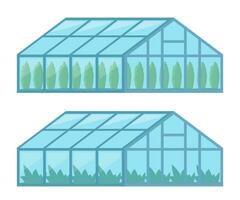 serre con bicchiere muri, agricolo edifici. coltivazione di agricolo raccolti. vettore illustrazione.