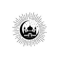 Ramadhan kareem islamico saluto carta design con Luna e moschea cupola elementi sfondo vettore illustrazione.