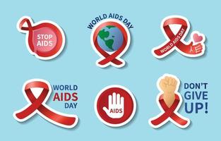 confezione di adesivi per la giornata mondiale dell'aids vettore