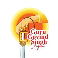 illustrazione di guru gobind singh jayanti sikh Festival e celebrazione nel Punjab vettore