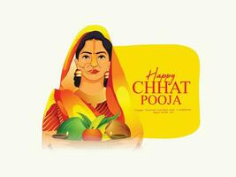 chiacchierare pooja è un' indù Festival, principalmente celebre nel il indiano stati di bihar e uttar pradesh, si intende dedito per il culto di il sole Dio e chhathi maya. vettore