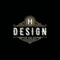 Vintage ▾ logo con decorativo ornamento vettore