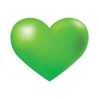 vettore brillante verde cuore illustrazione su bianca
