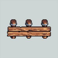 pixel arte illustrazione di legno recinzione. pixelated di legno recinzione. azienda agricola di legno recinto pixelated per il pixel arte gioco e icona per sito web e video gioco. vecchio scuola retrò. vettore