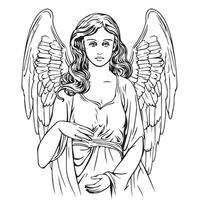 astratto angelo ragazza con Ali schizzo mano disegnato vettore illustrazione