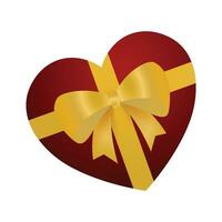 vettore rosso cuore sagomato regalo scatola con oro arco