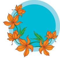 illustrazione di giglio fiore su blu cerchio sfondo. vettore