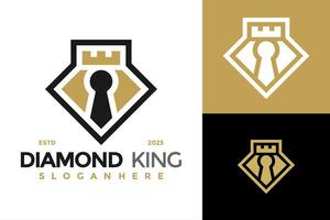 diamante re castello logo design vettore simbolo icona illustrazione