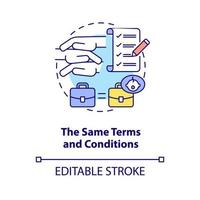 stessi termini e condizioni concetto icona vettore
