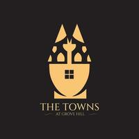 creativo logo design per un' azienda quello eccelleva nel vendita, acquisto case nel il città di collinoso la zona vettore