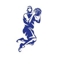 pallacanestro giocatore salto icona vettore Immagine