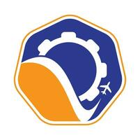 Ingranaggio viaggio vettore logo design