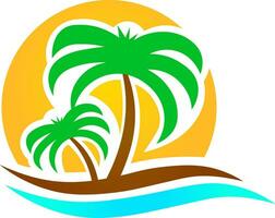 spiaggia e Noce di cocco albero illustrazione per viaggio logo vettore
