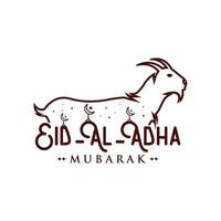 eid al-Adha calligrafia testo con capra illustrazione, eid al-Adha celebrazione sfondo. vettore illustrazione