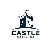 vettore illustrazione di castello logo design emblema, palazzo logo, fortezza logo, vettore illustrazione