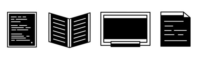 testo, documento icona vettore nero e bianca illustrazione design per attività commerciale. azione vettore.
