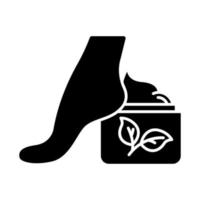 icona del glifo con vasetto di crema per i piedi vettore