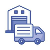 consegna furgone davanti di magazzino mostrando concetto icona di la logistica consegna, ordine compimento vettore design