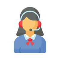 avatar femminile che indossa le cuffie con microfono che mostra l'icona del call center vettore