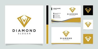 diamante gioielleria logo design vettore modello con attività commerciale carta design.