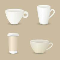 collezione di vario caffè tazze su Marrone sfondo, vettore illustrazione