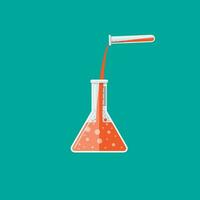 chimico reazione nel bicchiere tubo. biologia scienza formazione scolastica medico prove. vettore illustrazione nel piatto stile