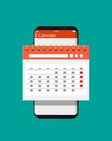 carta spirale parete calendario nel smartphone. calendario piatto icona. orario, appuntamento, organizzatore, scheda attività, importante Data. vettore illustrazione nel piatto stile