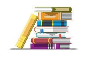 mucchio di libri nel mano. lettura formazione scolastica, e-book, letteratura, enciclopedia. vettore illustrazione nel piatto stile