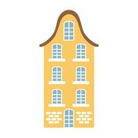 carino pastello scandinavo Casa. olandese canale casa. tradizionale architettura di Olanda, Belgio e amsterdam. mano disegnato vettore illustrazione isolato su bianca sfondo.