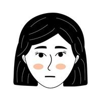 scarabocchio umano viso di donna. carino schema personaggio avatar. vettore lineare illustrazione.