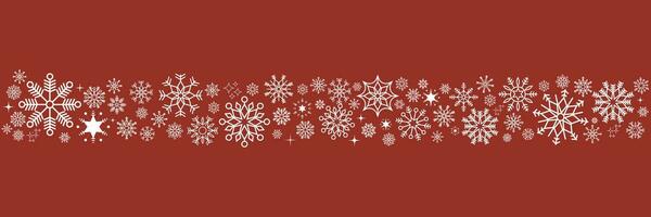 inverno e Natale sfondo con fiocchi di neve. bianca e rosso senza soluzione di continuità fiocco di neve confine. Natale sfondo per saluto carta. nuovo anno e Natale saluto carta. vettore illustrazione.