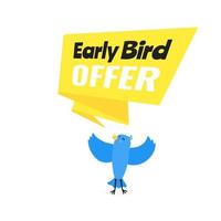 Early bird offerta speciale sconto vendita evento banner piatto stile design illustrazione vettoriale. vettore