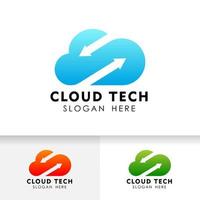 modello di progettazione del logo cloud tech. sincronizzare l'icona del vettore del design del logo cloud