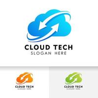 modello di progettazione del logo di sincronizzazione cloud. design del logo della tecnologia cloud. vettore