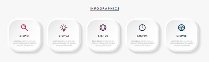 moderno attività commerciale Infografica modello con 5 opzioni o passo icone. vettore