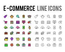 e-commerce in linea acquisti, consegna vettore linea icona collezione impostato per eshop venditore