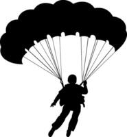 parapendio è volante su un' paracadute. rafforza un' persona. estremo sport. isolato vettore su bianca sfondo. ai generato illustrazione.