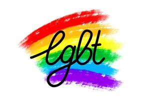 lgbt logo. vettore piatto illustrazione con mano disegnato acquerello arcobaleno bandiera.