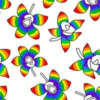 senza soluzione di continuità modello con arcobaleno orchidea fiori. vettore moderno piatto illustrazione isolato su bianca sfondo