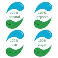 set di loghi è un prodotto naturale, vegetariano, ecologico, biologico vettore