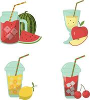 frutta succo frullato con diverso tipi frutta. isolato su bianca sfondo. vettore illustrazione collezione.