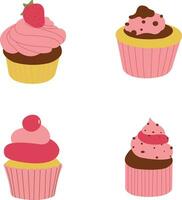 Cupcake dolce icona con carino cartone animato design. vettore illustrazione impostare.