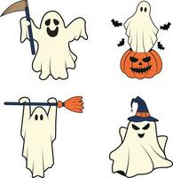 retrò fantasma Halloween icona impostare. con carino cartone animato design. vettore illustrazione.