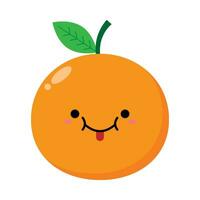 piatto illustrazione di carino arancia frutta cartone animato su isolato sfondo vettore