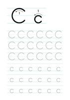 stampabile lettera c alfabeto tracciato foglio di lavoro vettore