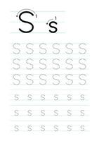 stampabile lettera S alfabeto tracciato foglio di lavoro vettore