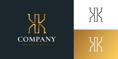 elegante lettera iniziale kk logo design in sfumatura dorata. disegno del logo della lettera k. simbolo grafico dell'alfabeto per l'identità aziendale aziendale vettore